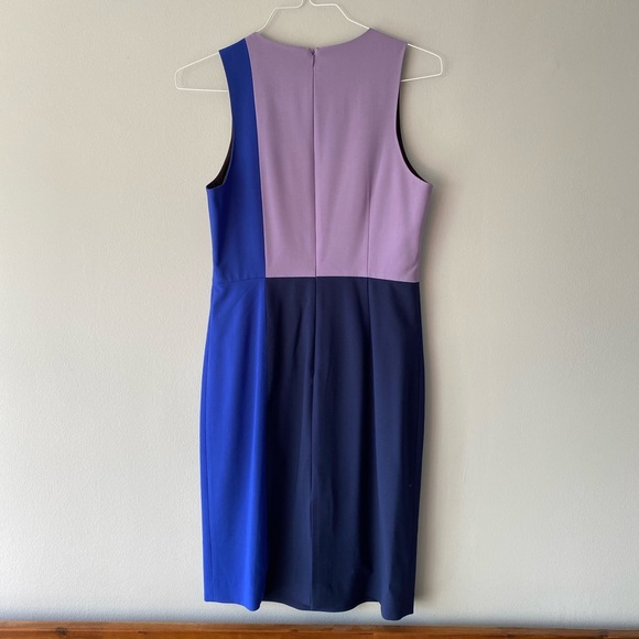 Diane von Furstenberg blue purple color block wool knee length dress size 8 - Picture 5 of 7